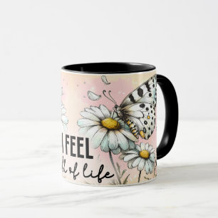 Taza Cita floral inspiradora/positiva con envoltura