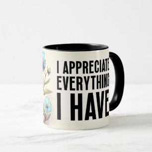 Taza Cita floral inspiradora/positiva con envoltura