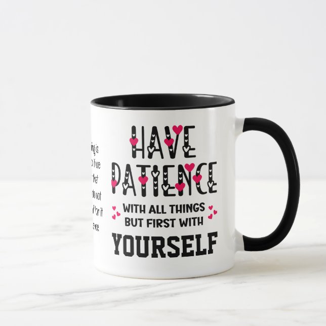 Taza Cita Inspiradora de autocuidado con PACIENCIA (Derecha)