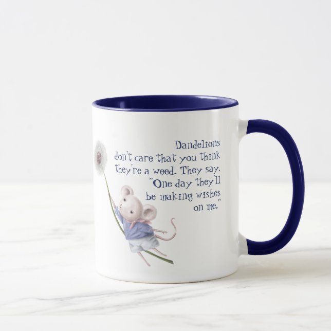 Taza Cita Inspiradora de Dandelion de ratón pequeño (Derecha)