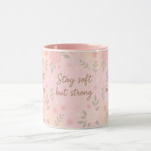 Taza Cita inspiradora rosa floral – Mantén la suavidad