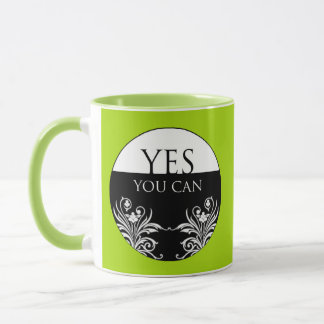 Taza Cita Inspiradora Sí Puedes Lanzar Verde