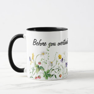 Taza Cita inspiradora y flores silvestres en blanco