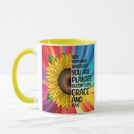 Taza Cita inspiradora y girasol dibujado a mano