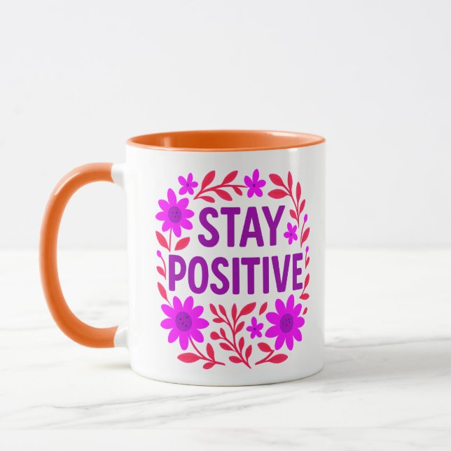 Taza Cita Motivadora Floral Positiva (Izquierda)