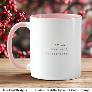 Taza Cita perfeccionista fuente gris de moda de dos ton