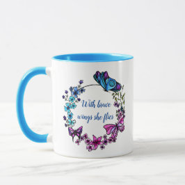 Taza Cita y nombre de encargo de la mariposa y de la