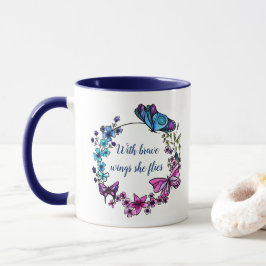 Taza Cita y nombre de encargo de la mariposa y de la