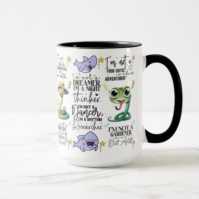 Taza Citas divertidas de tiburones y serpientes (Derecha)