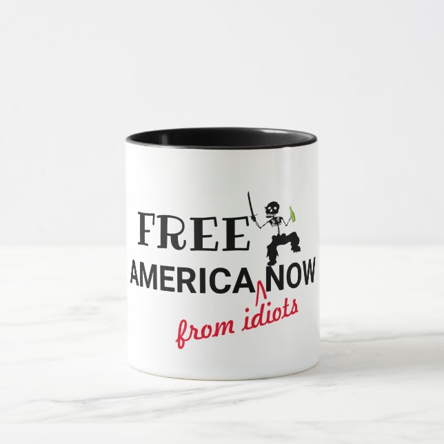 Taza Citas graciosas de Free America Now Humor American (Centro)