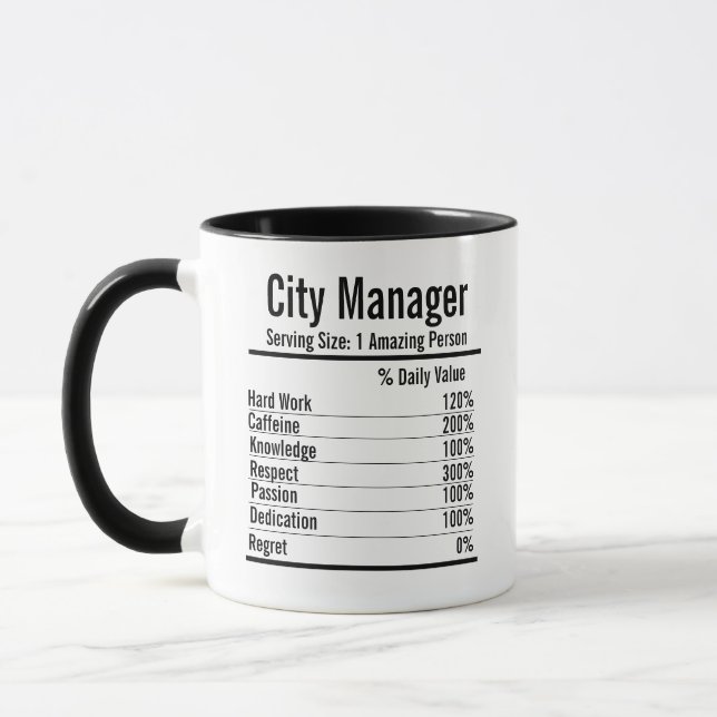 Taza City Manager Nutrition Facts Mug Mejor Administrac (Izquierda)