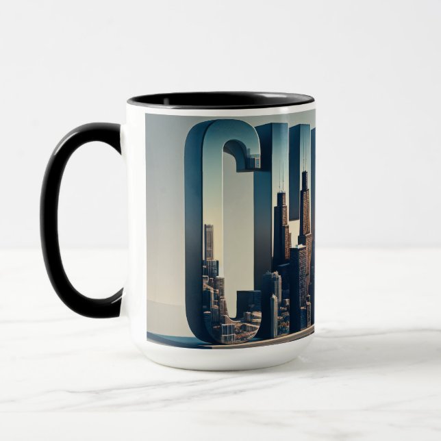 Taza Ciudad de Chicago con reflexión sobre el agua (Izquierda)