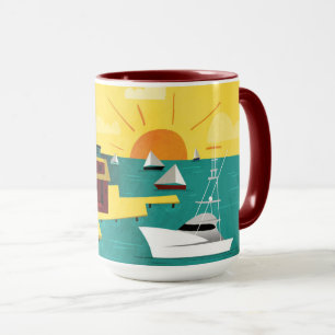 Taza Ciudad de puerto abstracta