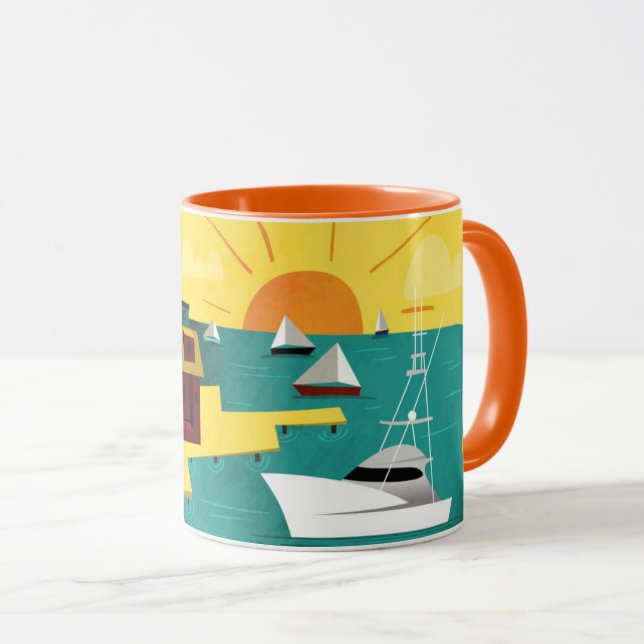 Taza Ciudad de puerto abstracta (Anverso derecho)