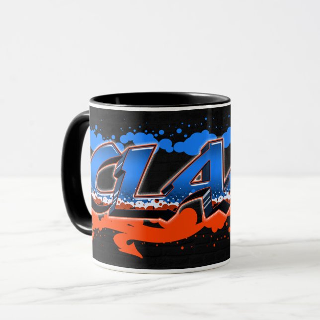 Taza Claas Vorname Name Graffiti blue orange Tasse (Anverso izquierdo)