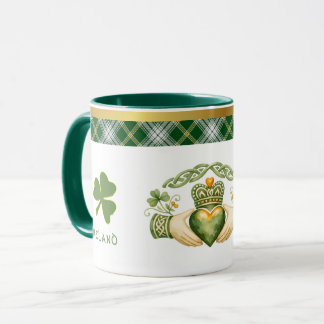 Taza Claddagh irlandés y tartán personalizado