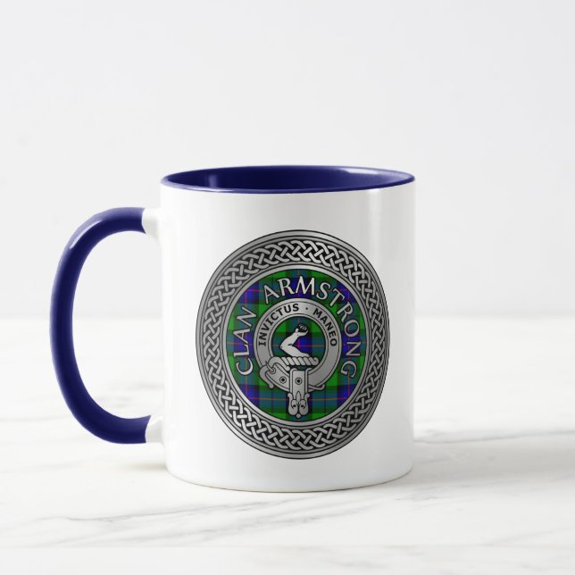 Taza Clan Armstrong Escudo y Tartan Knot (Izquierda)