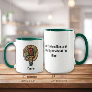 Taza Clan Currie Rooster Escudo sobre Tartán