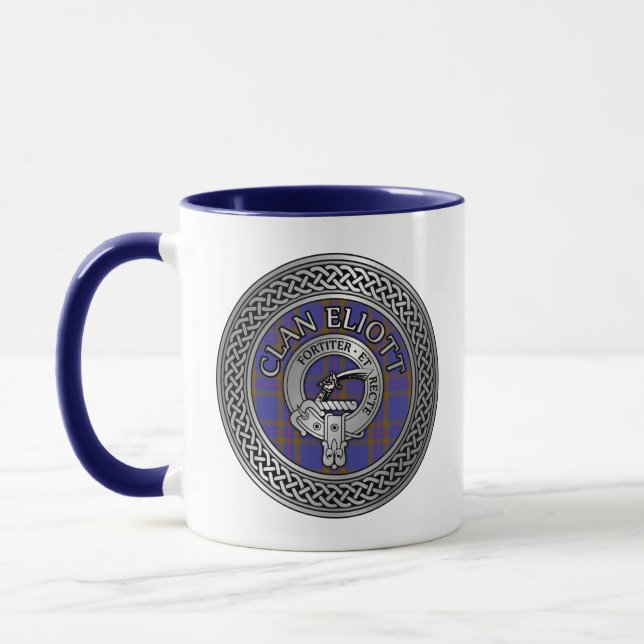 Taza Clan Eliott Escudo y Tartan Knot (Izquierda)