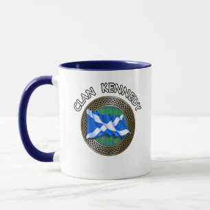 Taza Clan Kennedy Tartan Knot & Flag