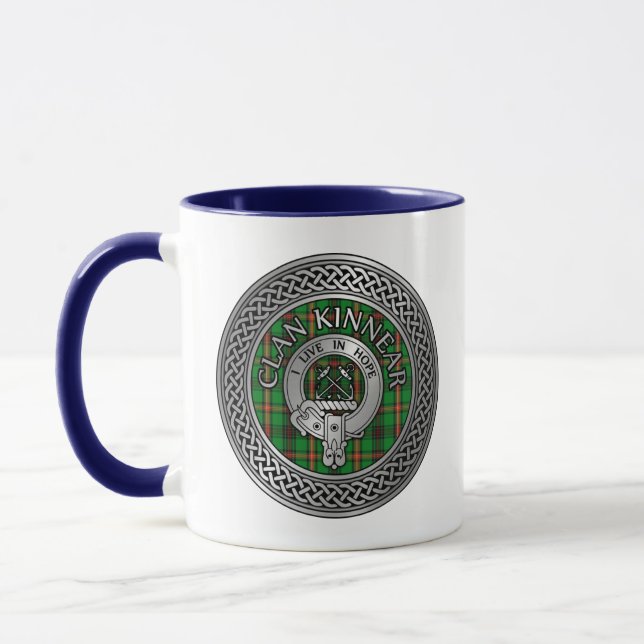 Taza Clan Kinnear Escudo y Tartan Knot (Izquierda)