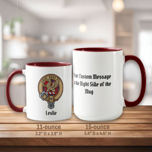 Taza Clan Leslie Escudo sobre Red Tartán