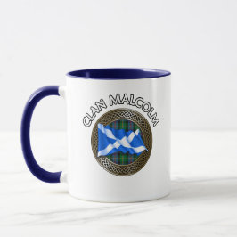 Taza Clan Malcolm Tartan Knot & Flag