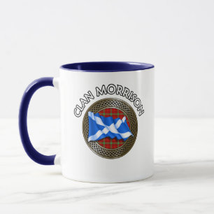 Taza Clan Morrison Tartan Knot & Flag