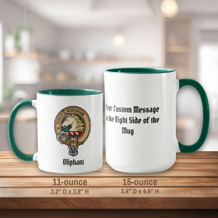 Taza Clan Oliphant Escudo sobre Tartan Mug