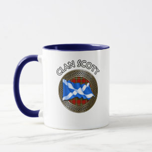 Taza Clan Scott Tartan Knot & Flag
