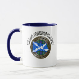 Taza Clan Sutherland Tartan Knot & Flag