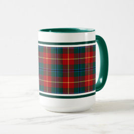 Taza Clan Turnbull Tartan Forest Green and Red Plage