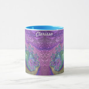 Taza ~ CLARISSA ~ GLOSSY 3D Azul morado verde brillante