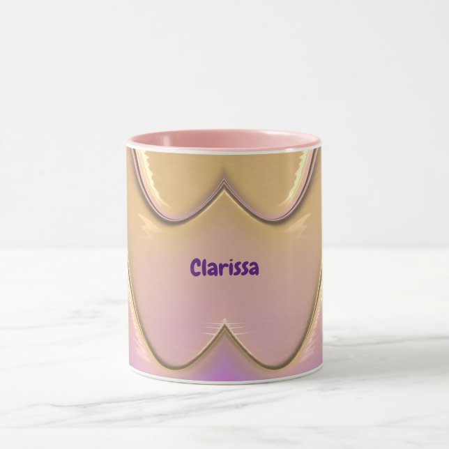 Taza CLARISSA ~ Zany 3D ~ Rosa, oro y púrpura (Centro)