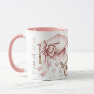 Taza Clase de accesorios rosados femeninos graduación