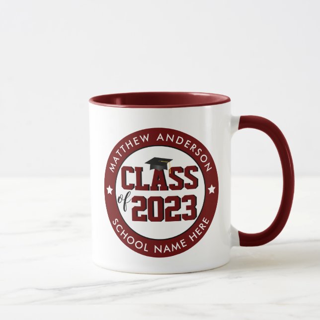 Taza Clase de Graduación de Borgoña Roja 2023 (Derecha)