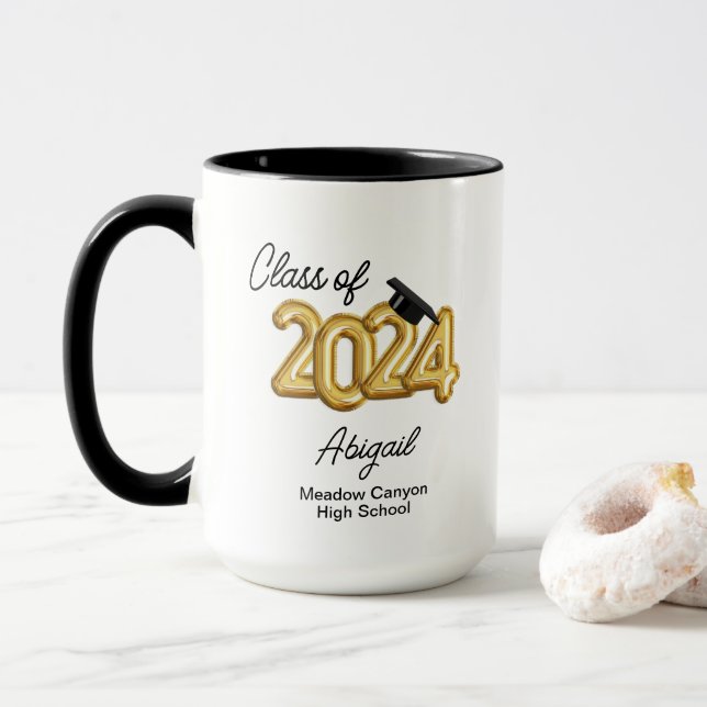 Taza Clase personalizado de 2024 Graduación de categorí (Con donut)
