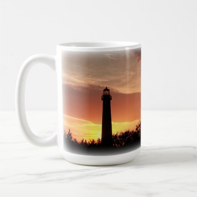 Taza clásica, 15oz. Faro de Cape May, N.J (Izquierda)