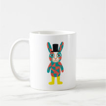 Taza clásica con sombrero de copa de conejo azul v