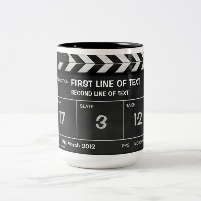 Taza CLÁSICA de CLAPPERBOARD con su texto (Centro)