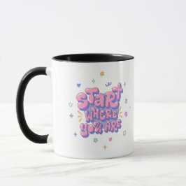 Taza Clásica de Letra de Burbuja Colorida con Fras