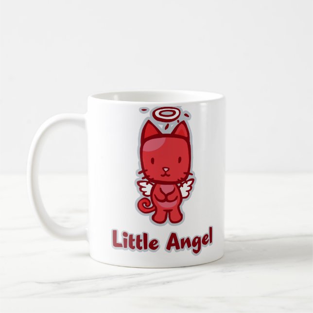 Taza clásica de "poco diablo del ángel… pequeño" (Izquierda)