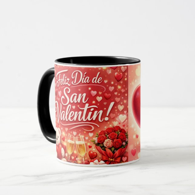 Taza Clásica “Feliz Día de San Valentín” con Coraz (Anverso izquierdo)