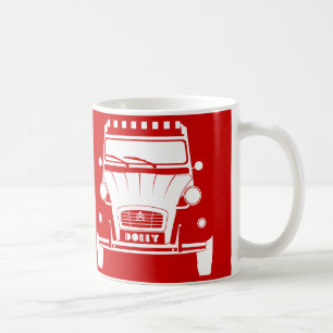 Taza clásica roja del carro de Citroen 2CV Deux