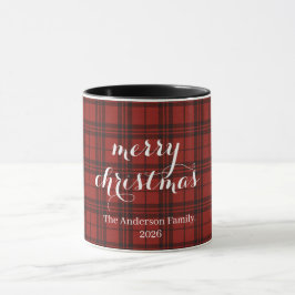 Taza Clásico Cuadro Escocés Feliz Navidad Festivo - 