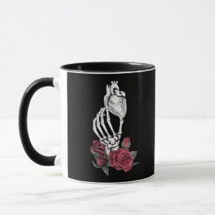 Taza Clásico de Mano del Corazón del Skeleton