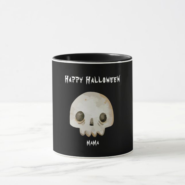 Taza Clásico Ghost Skeleton Feliz Halloween Mama (Centro)