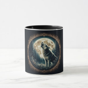 Taza Clásico, lobo vintage y luna