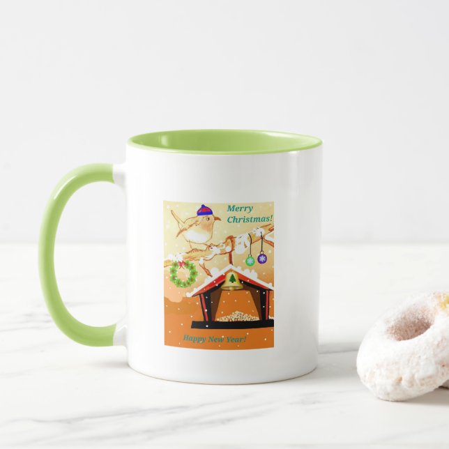 Taza Clásico Mug - alimentador de pájaros navidades (Con donut)