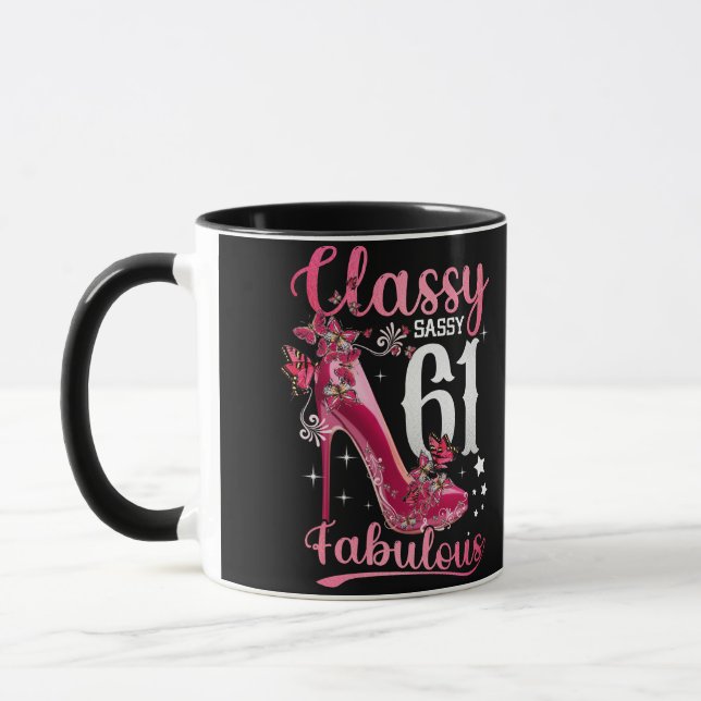 Taza Clásico Sassy 61 Y Faburrido Floral De Cumpleaños  (Izquierda)
